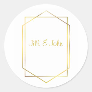 Eleganter goldener geometrischer Hochzeit-Umschlag Runder Aufkleber