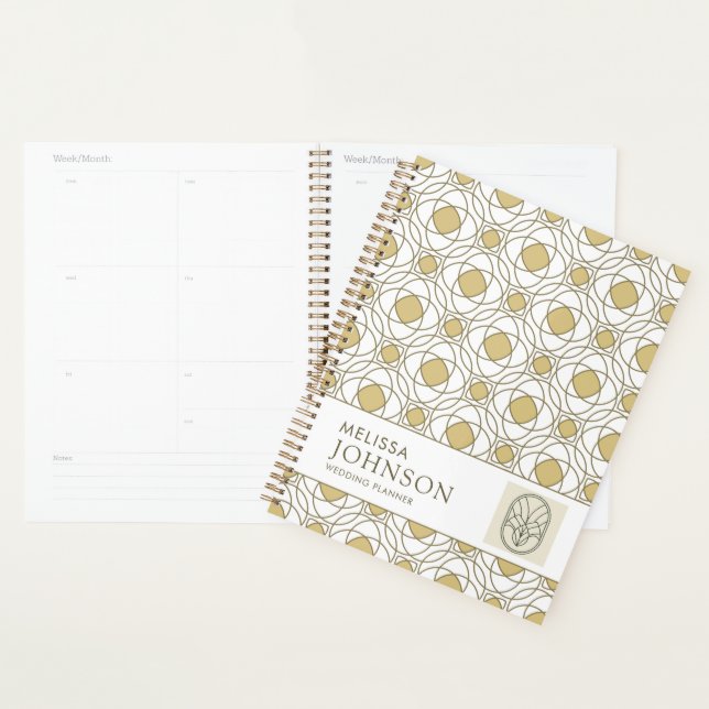 Eleganter Goldener Geometrischer Wochenplaner (Anzeige)