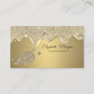 Eleganter goldener Glitter-Besen-Tropfen Visitenkarte