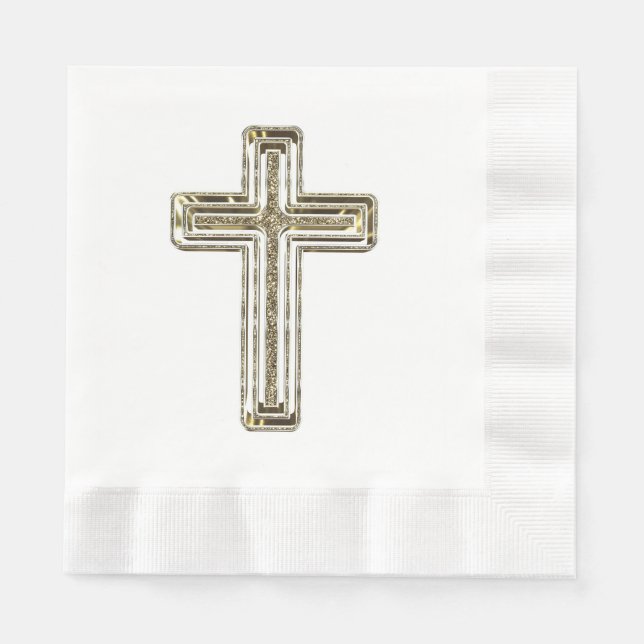 Eleganter Goldener Glitzer Blick über religiöse Ve Serviette (Vorderseite)