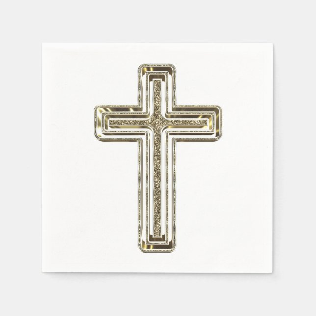 Eleganter Goldener Glitzer Blick über religiöse Ve Serviette (Vorderseite)