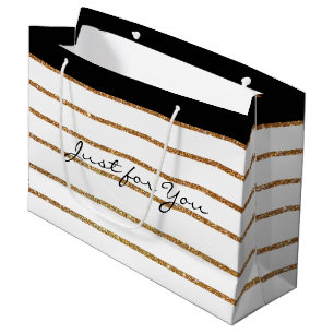Eleganter goldener Glitzer-gestreifte Große Geschenktüte