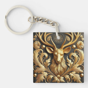 Eleganter goldener Hirschkopfschmuck Schlüsselanhänger