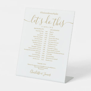 Eleganter goldener Hochzeitsplan Zeitplan Sockelschild