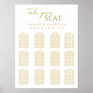 Eleganter Goldener Islamischer Hochzeitssitzplan-P Poster