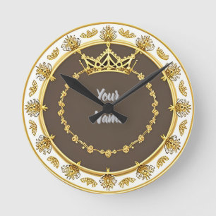 Eleganter goldener kreisförmiger Rahmen Runde Wanduhr