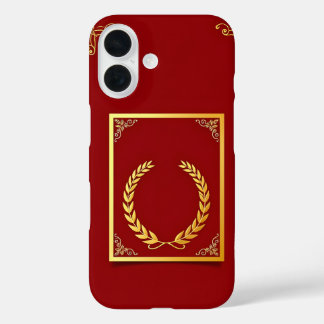 Eleganter Goldener Laurel in rechteckigem Rahmen iPhone 16 Hülle