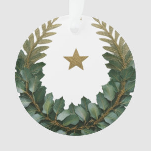 Eleganter goldener Lorbeerkranz-Acrylscheruck Ornament