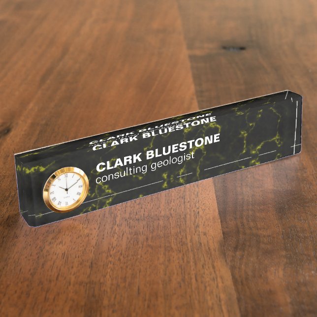 Eleganter goldener Marmor Namensplakette (Seite)