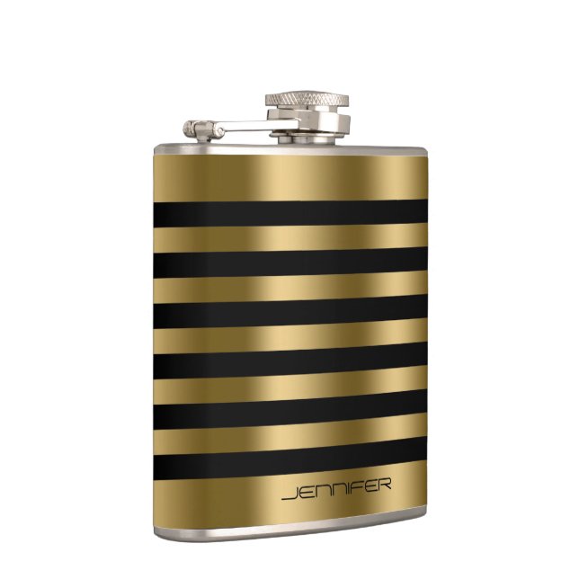 Eleganter goldener Metallstreifen schwarzer Hinter Flachmann (Rechts)