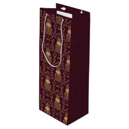 Eleganter goldener Nussknacker Weihnachtsdamast Geschenktüte Für Weinflaschen