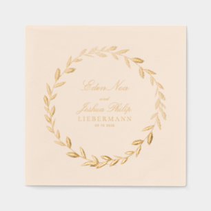 Eleganter goldener Olivenzweig-Kranz-Hochzeits-Coc Servietten Mit Folie