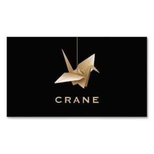 Eleganter goldener Origami-Kranich Schwarzer Minim Magnetische Visitenkarte