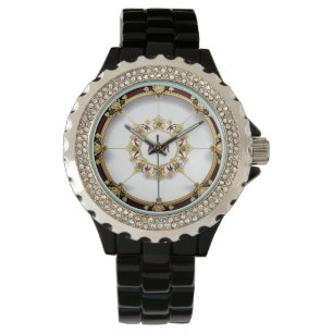 Eleganter goldener Rahmen rund Armbanduhr