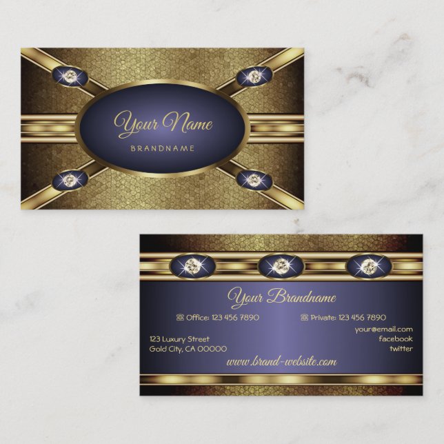 Eleganter Goldener Schlangeneffekt und Dunkelblaue Visitenkarte (Vorne/Hinten)
