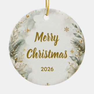 Eleganter goldener Schriftzug Weihnachtsbaumanhäng Keramik Ornament