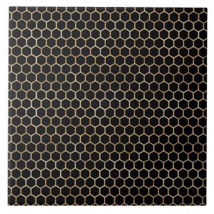 Eleganter goldener schwarzer Bienenstock-Wabenmust Fliese