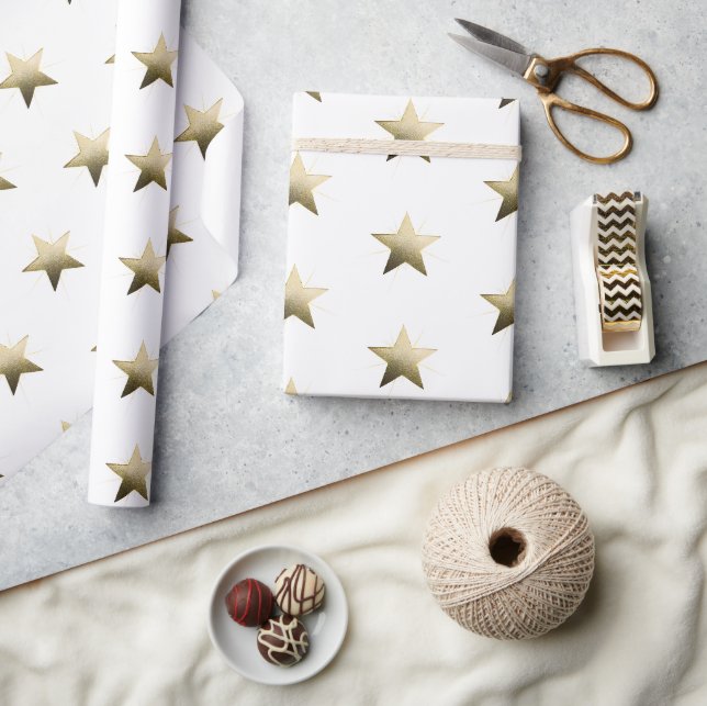 Eleganter Goldener Stern mit Minimalistischem Glan Geschenkpapier (Kunsthandwerk)