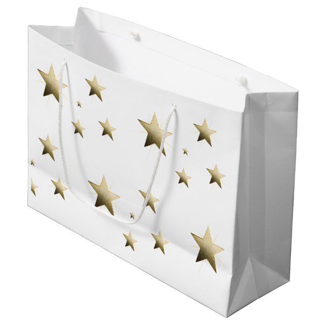 Eleganter Goldener Stern mit Minimalistischem Glan Große Geschenktüte (Vorderseite Schrägansicht)