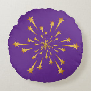 Eleganter Goldener Sternschnuppe-Schneeflocke Feue Rundes Kissen