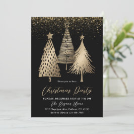 Eleganter Goldener Tree Glitzer Schnee Einladung