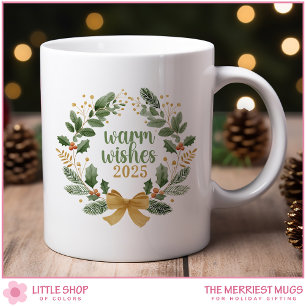Eleganter goldener und grüner Wasserfarben-Weihnac Kaffeetasse