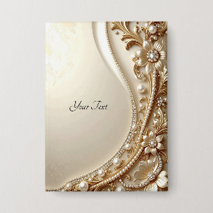 Eleganter goldener verzierter Blumenknopf Button