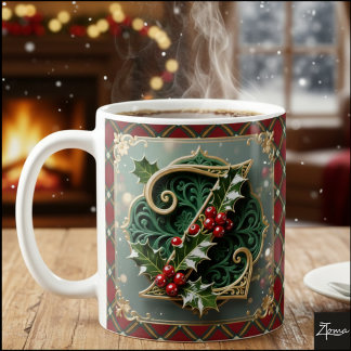 Eleganter goldener Weihnachts-Stechbuchstabe Z Kaffeetasse