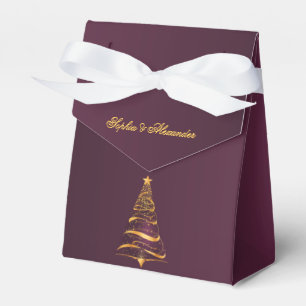 Eleganter goldener Weihnachtsbaum Danke Hochzeit Geschenkschachtel
