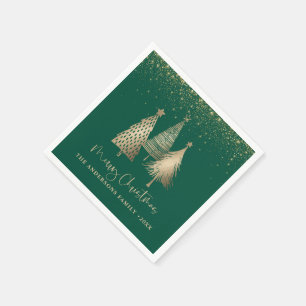 Eleganter goldener Weihnachtsbaum Glitter Schnee Serviette