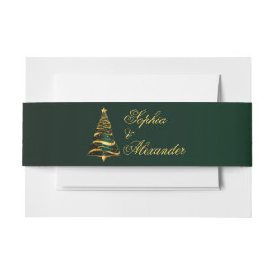 Eleganter goldener Weihnachtsbaum Hochzeit Einladungsbanderole