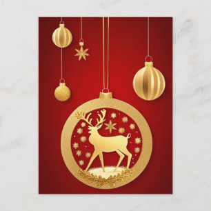 Eleganter goldener Weihnachtsbaumschmuck Postkarte