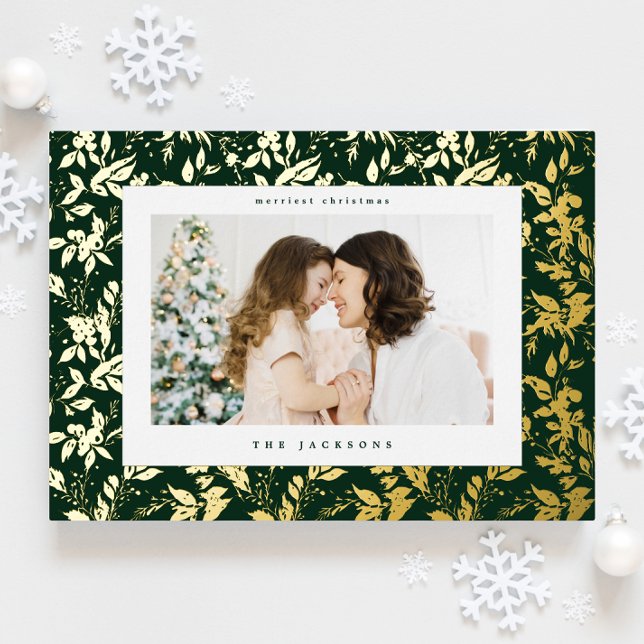 Eleganter goldener Weihnachtsrahmen Folien Feiertagskarte (Von Creator hochgeladen)