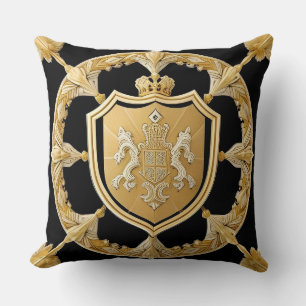 Eleganter goldener Zieraufsatz mit Schild Kissen