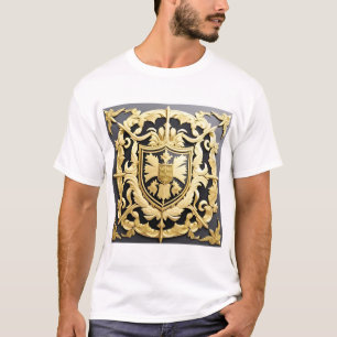 Eleganter goldener Zierkamm mit Schild T-Shirt