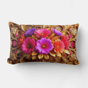Eleganter goldener Zierrahmen mit Blumen Lendenkissen