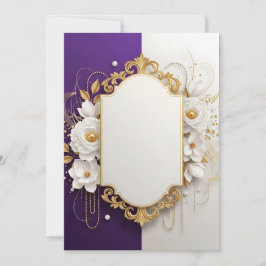 Eleganter goldener Zierrahmen mit weißen Blumen Dankeskarte