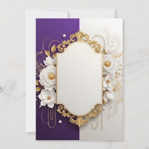 Eleganter goldener Zierrahmen mit weißen Blumen Dankeskarte