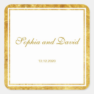 Eleganter Goldfolienrahmen für Hochzeit Quadratischer Aufkleber