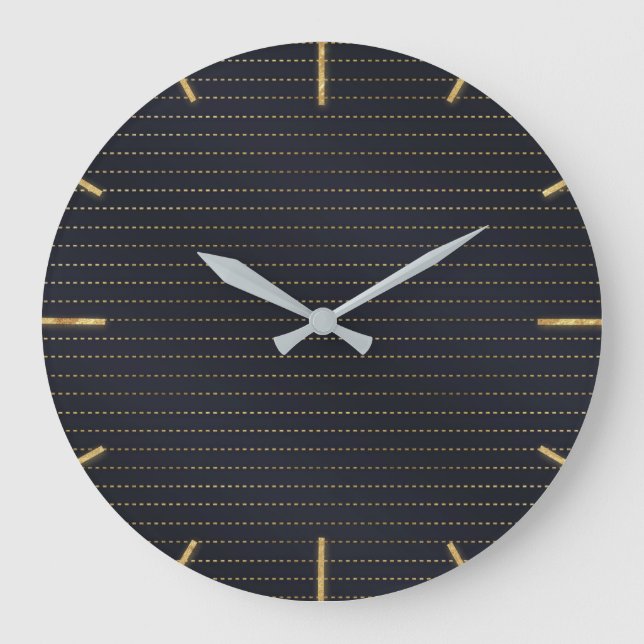 Eleganter goldgelber gestrichener Streifen Blau gr Große Wanduhr (Vorderseite)
