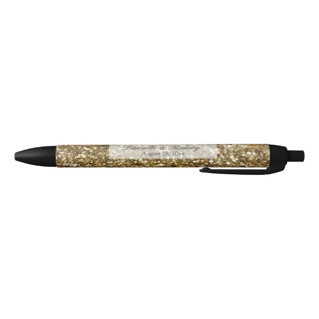 Eleganter GoldGlitzer Druckhochzeit Kugelschreiber (Unterseite)