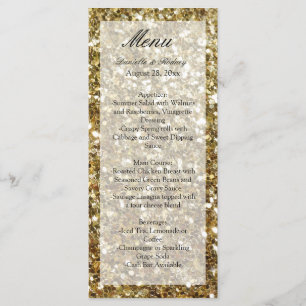 Eleganter GoldGlitzer Druckhochzeit Menükarte