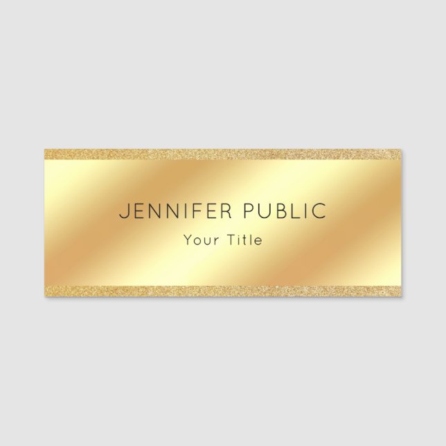 Eleganter GoldGlitzer-kundenspezifisches Namensschild (Vorderseite)