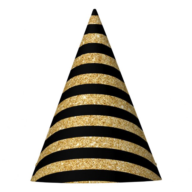 Eleganter GoldGlitzer und schwarzes Partyhütchen (Vorderseite)