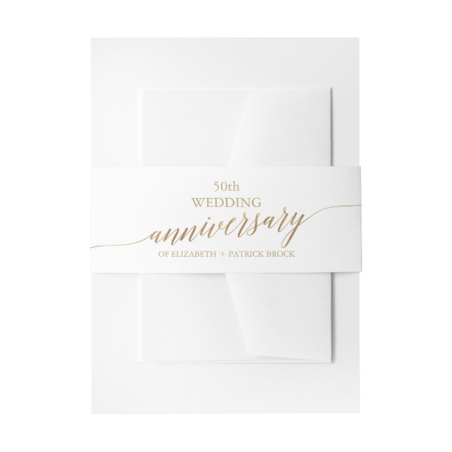Eleganter Goldkalligraphie-Einblick zum Hochzeitst Einladungsbanderole (Vorderseite Beispiel)