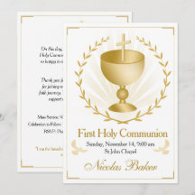 Eleganter Goldkelch mit Kreuz zur Erstkommunion