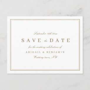 Eleganter GoldklasseMinimalist Save the Date Ankündigungspostkarte