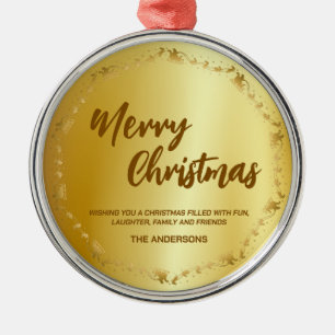 Eleganter Goldkranz Weihnachtsmann Schlitten Hirsc Ornament Aus Metall