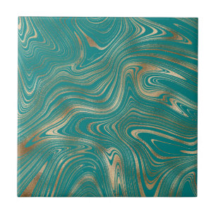 Eleganter Goldmarmor Dark Aquamarin Fliese