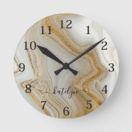 Eleganter Goldmarmor Runde Wanduhr